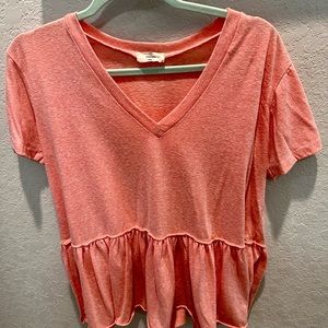 Light Pink Peplum Short Sleeve Top